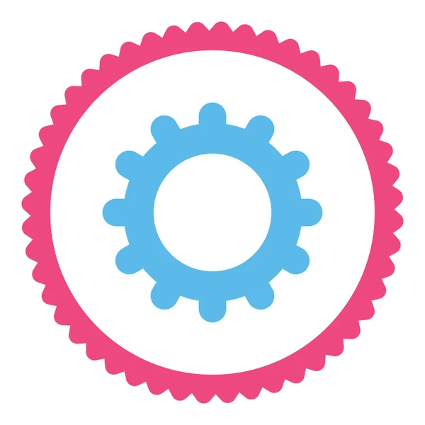 기어 플랫 핑크와 블루 색상 라운드 스탬프 아이콘 — 스톡 사진