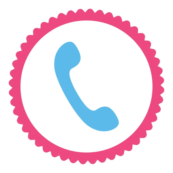 Τηλέφωνο επίπεδη ροζ και μπλε χρώματα στρογγυλή σφραγίδα εικονίδιο — Φωτογραφία Αρχείου