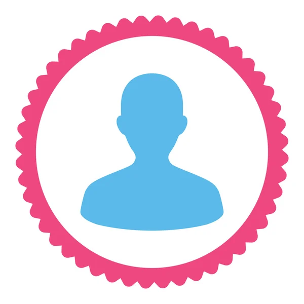 Uživatel bytu růžové a modré barvy kulaté razítko ikonu — Stock fotografie