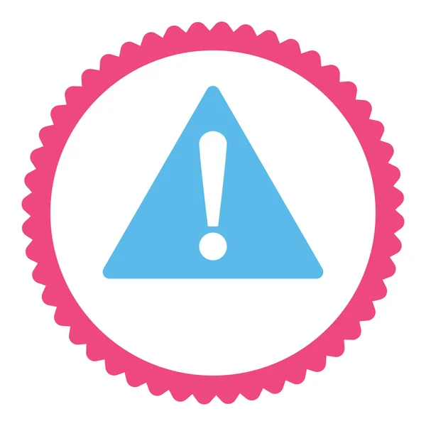 Warning flat pink and blue colors round stamp icon — Stock Photo, Image