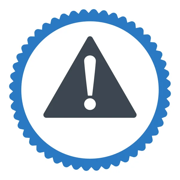 Warning flat smooth blue colors round stamp icon — Stock Photo, Image