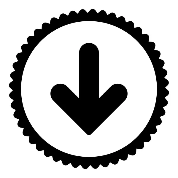 Freccia Giù piatto colore nero timbro rotondo icona — Foto Stock