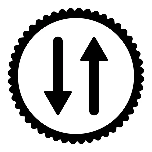 箭头交换垂直平面黑色圆形邮票图标 — 图库照片