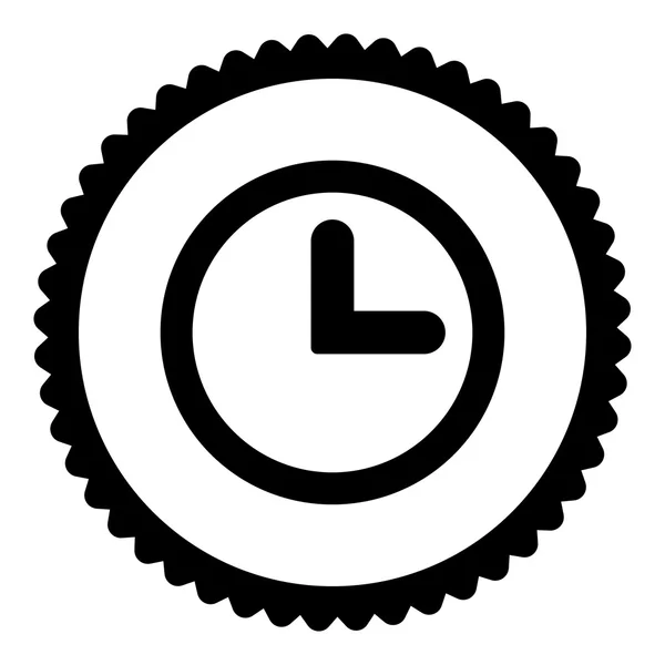 Clock černé ploché barevné kulaté razítko ikonu — Stock fotografie