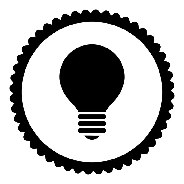 電気電球フラット ブラック色ラウンド スタンプ アイコン — ストック写真