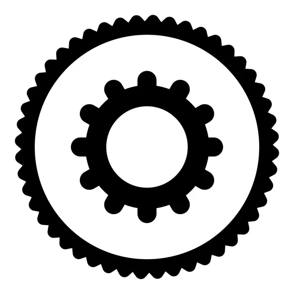 Gear flat black color round stamp icon — Stock Photo, Image
