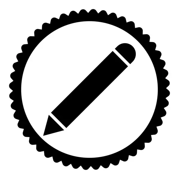 鉛筆フラット ブラック色ラウンド スタンプ アイコン — ストック写真