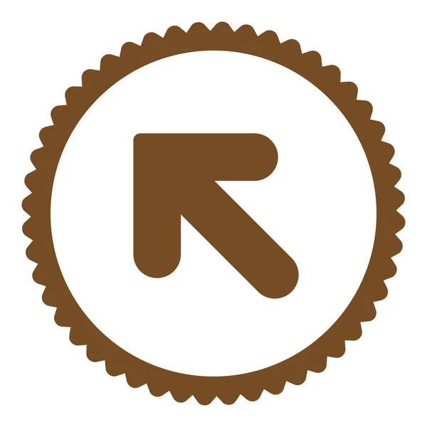 Flecha arriba Izquierda plana de color marrón redondo icono de sello — Foto de Stock