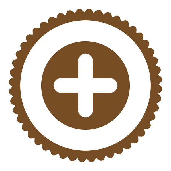 Create flat brown color round stamp icon — Stock Photo, Image