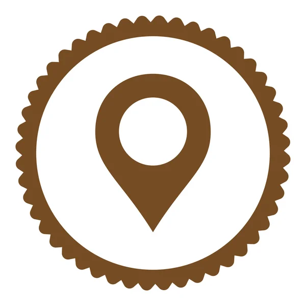 Carte géographique Marqueur icône de timbre rond de couleur brun plat — Photo