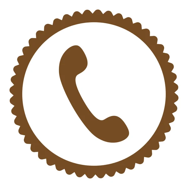 Telefone cor marrom plana ícone carimbo redondo — Fotografia de Stock