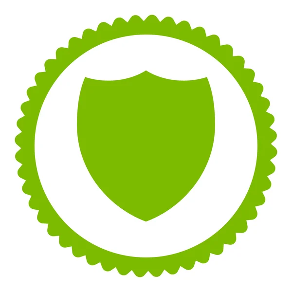 Shield flat eco green color round stamp icon — Stock Photo, Image