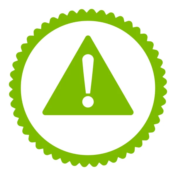 Warning flat eco green color round stamp icon — Stock Photo, Image