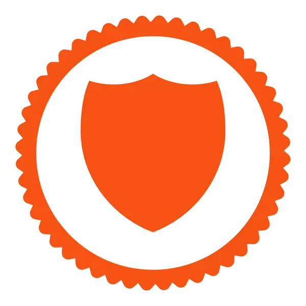 Shield flat orange color round stamp icon — Stock Photo, Image