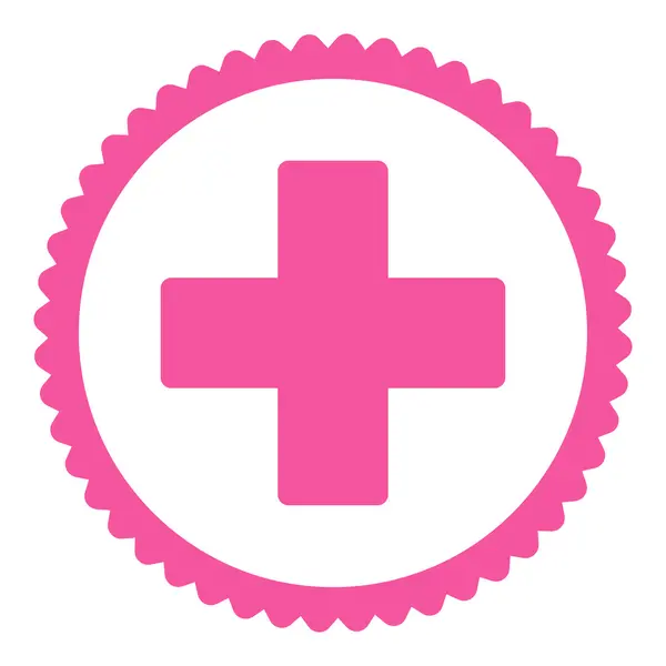 Plus plat roze kleur ronde stempel pictogram — Stockfoto