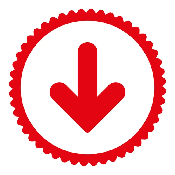 Flecha hacia abajo plana de color rojo redondo icono de sello —  Fotos de Stock