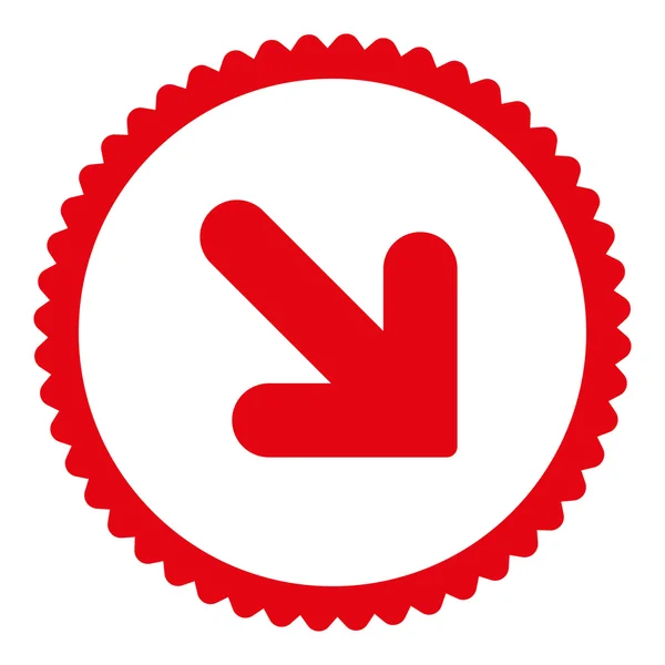 Šipka dolů právo byt červené barvy kulaté razítko ikonu — Stock fotografie
