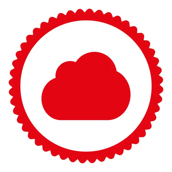 Nuvem plana cor vermelha ícone carimbo redondo — Fotografia de Stock