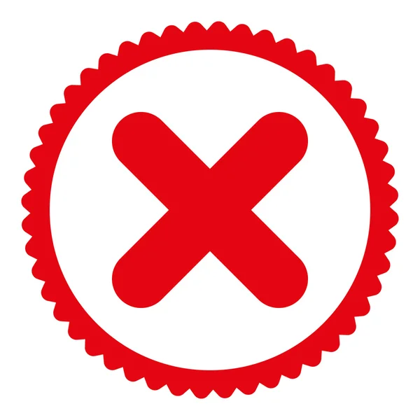 Cancelar icono de sello redondo de color rojo plano —  Fotos de Stock