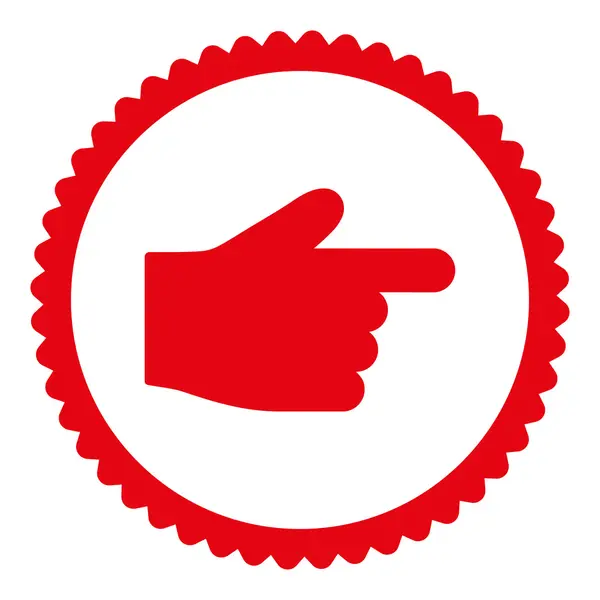 Ícone de carimbo redondo de cor vermelha plana dedo indicador — Fotografia de Stock