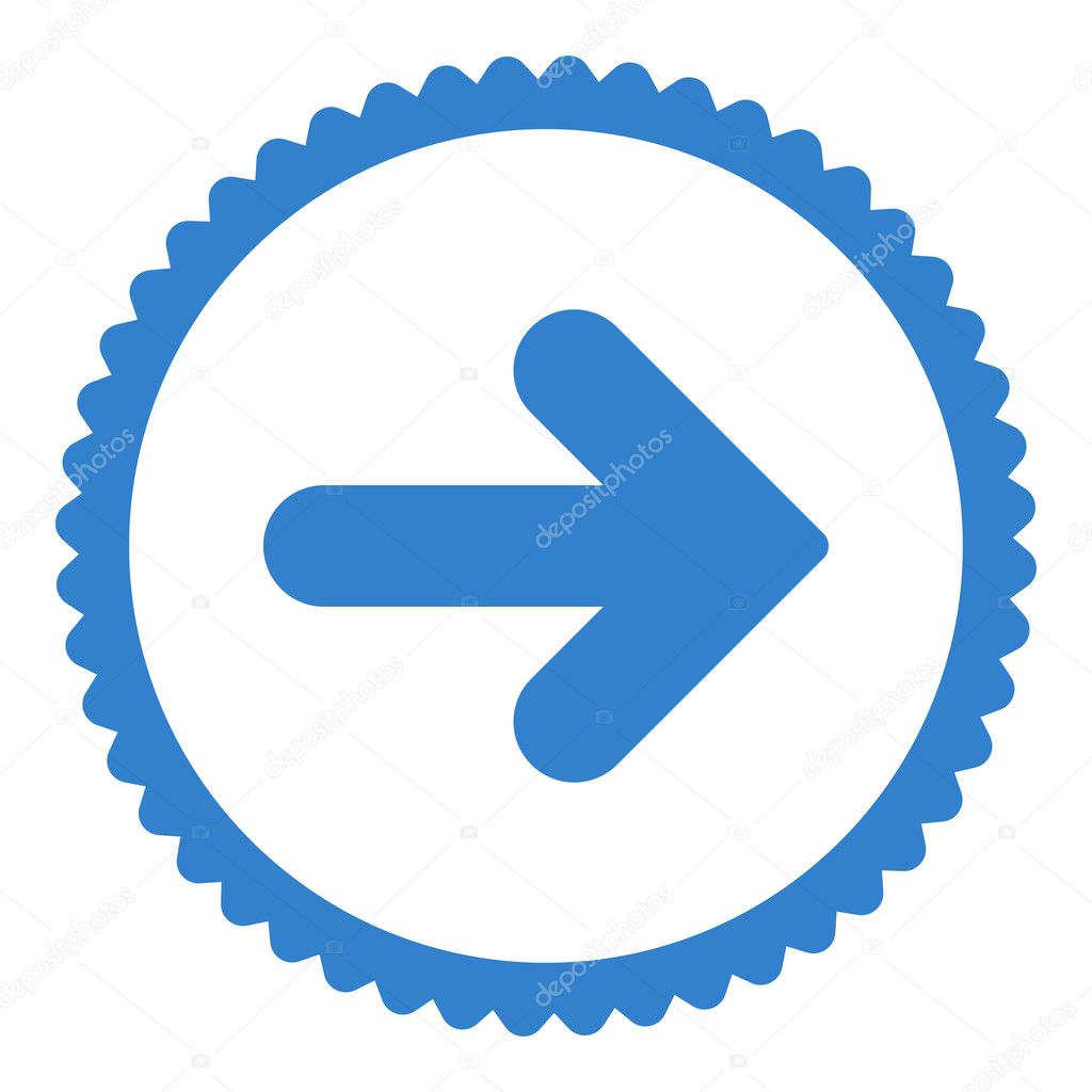 Arrow Right flat cobalt color round stamp icon