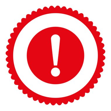 Sorun düz kırmızı renk yuvarlak damga simgesi