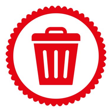 Çöp Can düz yuvarlak damga simgesi kırmızı renk