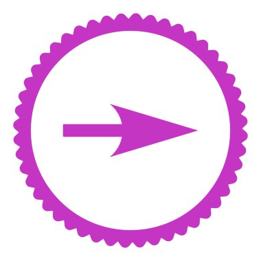 Ok ekseni X düz menekşe renkli yuvarlak damga simgesi