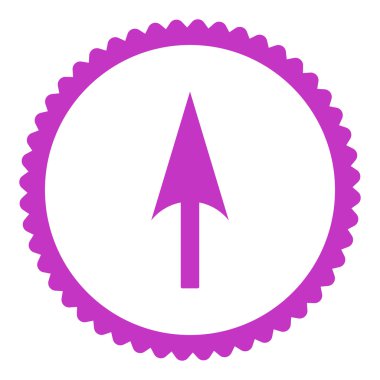 Ok eksen Y düz menekşe renkli yuvarlak damga simgesi