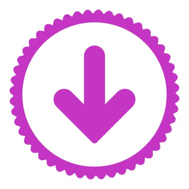 Ok aşağı düz menekşe renkli yuvarlak damga simgesi