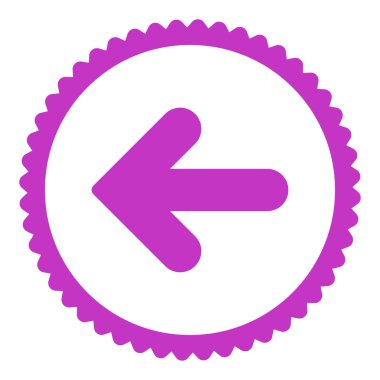 Ok sol düz menekşe renkli yuvarlak damga simgesi