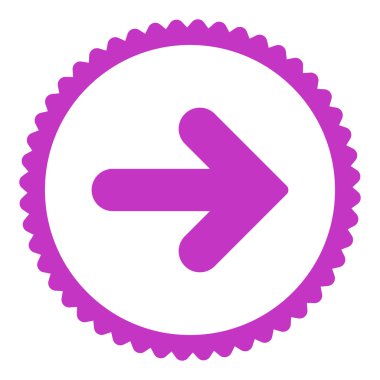 Ok sağ düz menekşe renkli yuvarlak damga simgesi