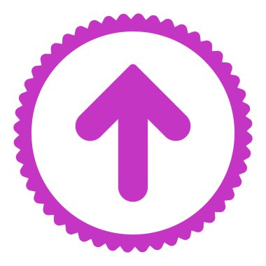 Ok yukarı düz menekşe renkli yuvarlak damga simgesi