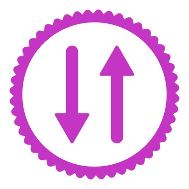 Oklar Exchange dikey düz Menekşe renk yuvarlak damga simgesi