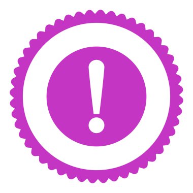 Sorun düz menekşe renkli yuvarlak damga simgesi