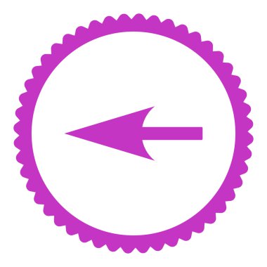 Keskin sol ok düz Menekşe renk yuvarlak damga simgesi