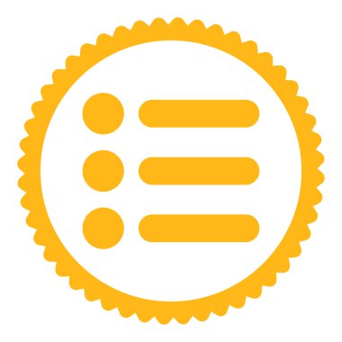 Öğeleri düz sarı renk yuvarlak damga simgesi