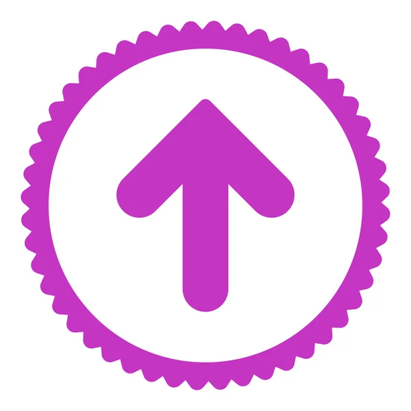 Pfeil nach oben flache violette Farbe rundes Stempelsymbol — Stockfoto