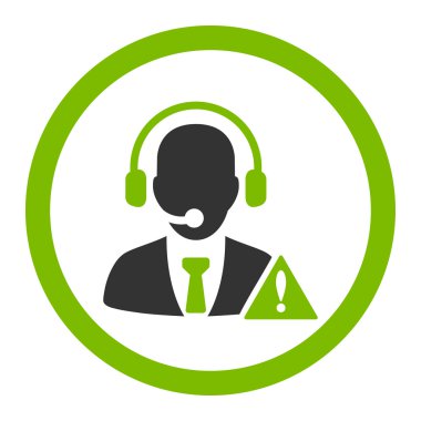 Acil servis düz eko yeşil ve gri renkler glif simgesi yuvarlak