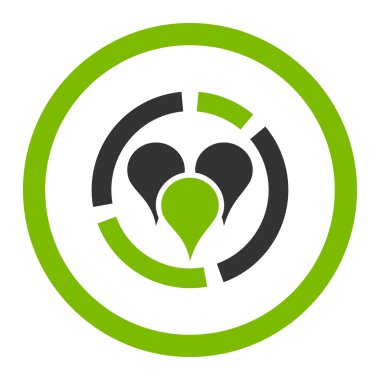 Geo diyagramı düz eko yeşil ve gri renkler glif simgesi yuvarlak