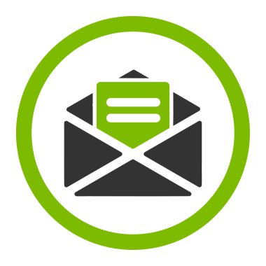 Glif simgesini açık posta düz eko yeşil ve gri renkler yuvarlak