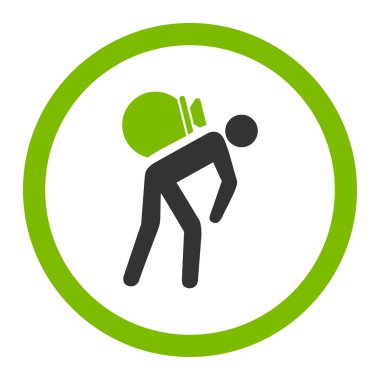 Porter düz eko yeşil ve gri renkler glif simgesi yuvarlak