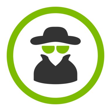 Casus düz eko yeşil ve gri renkler yuvarlak glif simgesi