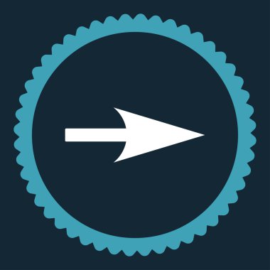 Ok ekseni X düz mavi ve beyaz renkler damga simgesi yuvarlak