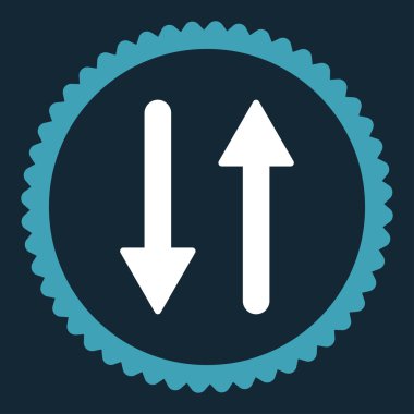 Oklar Exchange dikey düz mavi ve beyaz renkler damga simgesi yuvarlak