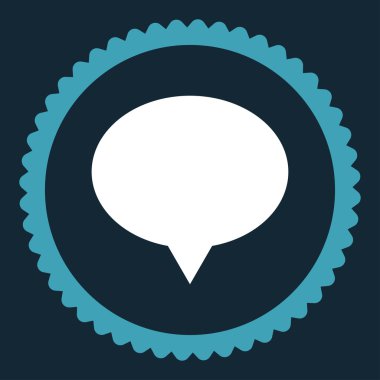 Afiş düz mavi ve beyaz renkler damga simgesi yuvarlak