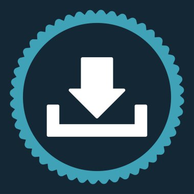 Download düz mavi ve beyaz renkler damga simgesi yuvarlak