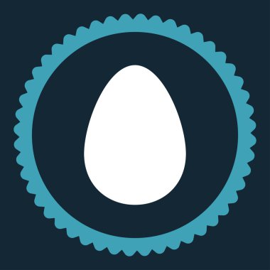 Yuvarlak damga simgesi yumurta düz mavi ve beyaz renkler