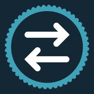 Flip yatay düz mavi ve beyaz renkler damga simgesi yuvarlak