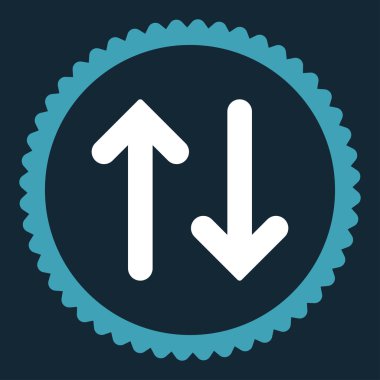 Flip düz mavi ve beyaz renkler damga simgesi yuvarlak